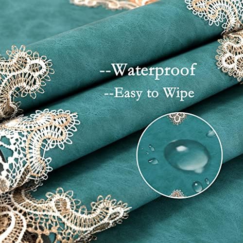 Vintage Lace Dining Table Runner, 120 Inches Floral Coffee Table Runners for Kitchen Home Christmas Party Decorations (16x120 inch, Cyan) - Image 4