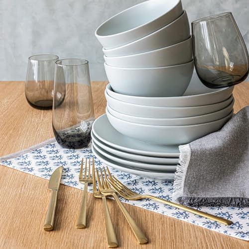 Over&Back Set of 4 Hand-Blocked Placemats - Colorful Dining Table Mat - Each Placemat is Unique - 100% Cotton - Machine Washable - Kitchen and Home Decor - Blue Blossom - Image 6