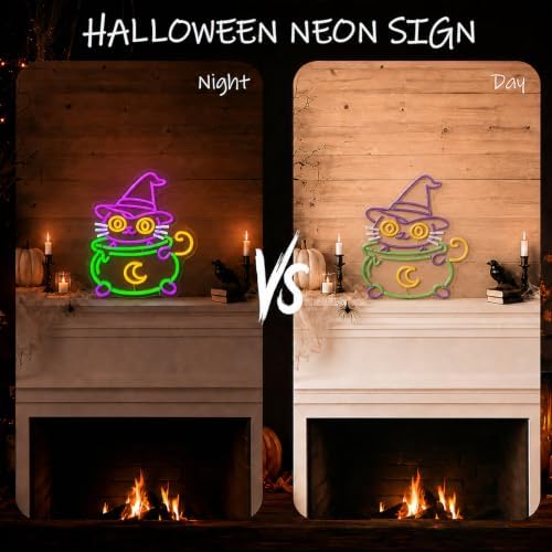 Magic Cat Halloween Neon Sign, Dimmable LED Cat Neon Signs for Wall Decor - Image 5