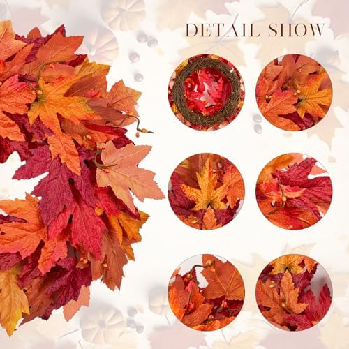JORNOY 22-Inch Fall Wreaths for Front Door - Image 3