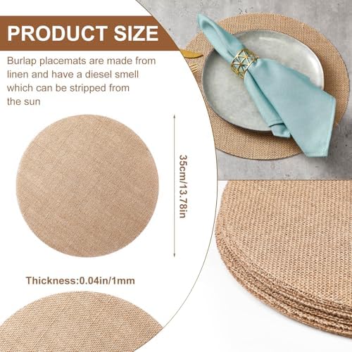 Mifoci 100 Pcs Round Burlap Placemats Bulk 13.78 Inch Boho Table Mats - Image 2