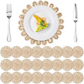 Set of 24 Ruffled Woven Corn Husk Placemats 11.8'' Boho Farmhouse Placemats for Tabletop Decor Elegant Dining Wedding Christmas Thanksgiving Day Holiday Dinner Party Housewarming Gifts Daily by Gandeer