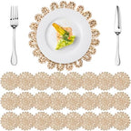 Set of 24 Ruffled Woven Corn Husk Placemats 11.8'' Boho Farmhouse Placemats for Tabletop Decor Elegant Dining Wedding Christmas Thanksgiving Day Holiday Dinner Party Housewarming Gifts Daily by Gandeer