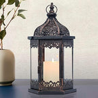NEEDOMO Lanterns Decorative Indoor, 14.8'' Vintage Outdoor Lantern with Clear Glass, Metal Candle Holder for Front Porch, Patio, Wedding, Party, Home Kitchen Coffee Table Livinig Room Decor by NEEDOMO-LightUpYourSpace