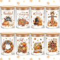 Potchen 8 Pcs 19oz Fall Glass Cookie Jars, Pumpkin Truck Leaves by Potchen
