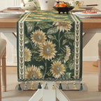 Vintage Luxury Tassel Table Runner - Elegant Embroidered Dining Table Decor, Perfect for Kitchen & Holiday Celebrations, Retro Tassel Tablecloth Style (Sunflower, 13.7"x106") by Unknown