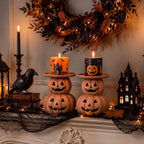 RattanView 2 Pcs Terracotta Halloween Pumpkin Decor Pumpkin Candle Holders - Image 5