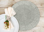 Lightnpro Handmade Beaded Placemats Set of 4 – 13" Round Silver Charger Mats, Handcrafted Artisan Table Accessories, Elegant Decorative Dining Table Décor for Weddings, Celebrations & Home Gatherings - Image 2