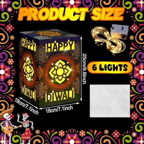 Tujoe 24 Set Diwali Decorations for Home Happy Diwali Paper Candles Holders - Image 2