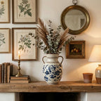 EFISPSS Ceramic Vintage Vase,Spring Decor Unique Chinese Crackle Floral Handle for Dining Room Mantle Living Room,Blue - Image 5