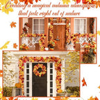 Janinka 12 Pack Fall Mixed Leave Garland 5.7 ft Hanging Vines Orange - Image 5