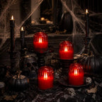 Lezonic Red LED Flameless Candles, 4 Pcs Glass Battery Operated Pillar Candles with Remote, Dancing Flickering Flame Real Wax, Home Decor for Wedding, Halloween, Christmas, & Holiday Table Centerpiece - Image 5