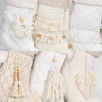 BHD BEAUTY Bohemian Style Christmas Stocking Set of 6 Tassel Xmas Stocking Boho Macrame Decorations Farmhouse Mantel Hanging Ornament for Xmas Holiday Party - Image 3