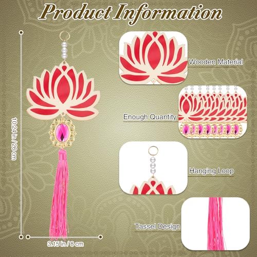 AceOrbit 24 Pcs Rose Red Lotus Diwali Hanging Decorations for Home - Image 2