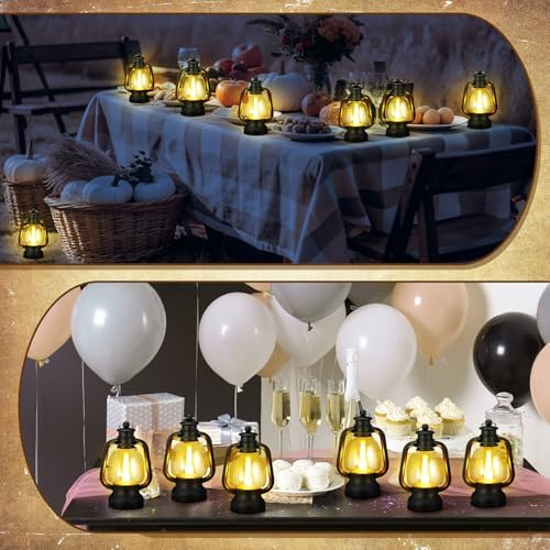 Ferraycle 24 Pcs Mini Lanterns Bulk 6 Inch Black Lamp Table Centerpieces - Image 4