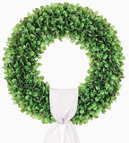 20 inch Artificial Boxwood Wreath for Front Door, Greenery Spring Summer Wreath for All Seasons with Sash，St Patrick's Day Decoration, Farmhouse, Garden, Wedding, Indoor & Outdoor by petalyn