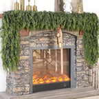 Lifelike Touch Artificial Christmas Cedar Garland for Mantle (9FT 2PCS) - Image 2