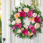 24 Inch Spring Summer Wreaths for Front Door Outside with Peony & Rose - Image 3