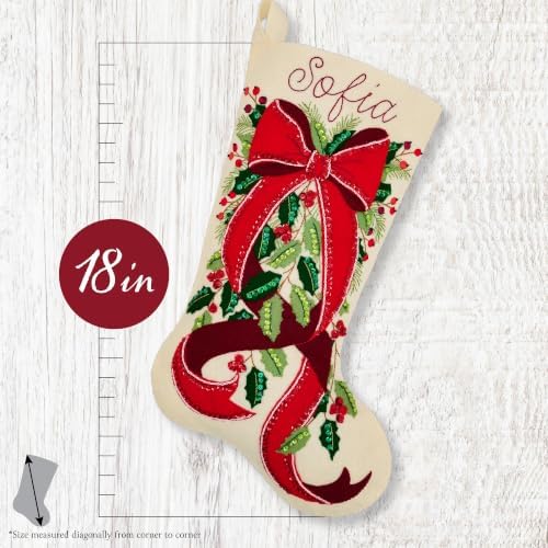 Bucilla, 18" Felt Applique Stocking Making Kit, for DIY Arts and Crafts Projects, Evergreen Holiday Elegance - Image 3
