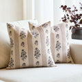 Amor Virisso Floral Throw Pillow Covers 24x24 Set of 2 Block Print Pillow Covers Neutral Floral Striped Farmhouse Decorative Pillow Covers for Sofa Couch Bed, Brown by AffordableFloralPrintMaker