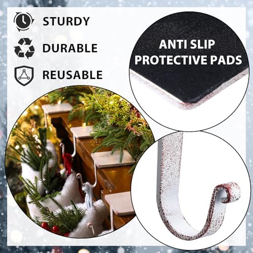 Tandefio 6 Pcs Christmas Stocking Holders for Mantle, Vintage White - Image 3