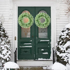 22“ Boxwood Wreath for Front Door,Spring Wreaths for Front Door, Farmhouse Door Wreath Outdoor Indoor for All Seasons Decor - Image 7