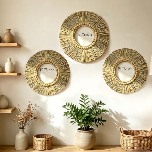 Qian Qian You Handmade Wall Basket Set,3-Piece Seagrass Decor Basket - Image 3