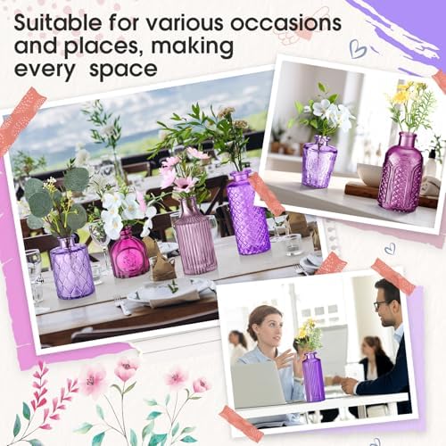Yaomiao 30 Pcs Glass Bud Vases Centerpieces, Purple Series - Image 3