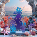 Bucherry 3 Pcs 22-47 Inches Under The Sea Coral Cardboard Cutout Stand-up Life Size Purple Blue Mermaid Coral Backdrop Photo Prop for Summer Underwater Beach Mermaid Birthday Party Decoration - Image 5