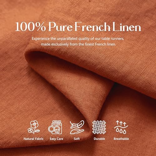 100% Pure French Linen Table Runner (Caramel,14x90 Inch) - Image 3