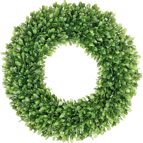 32 inch Artificial Large Boxwood Wreath for Front Door, Greenery Spring Summer Wreath for All Seasons, St Patrick's Day Decoration, Farmhouse Garden Wedding Indoor Outdoor Decor by petalyn