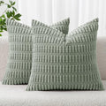 MIULEE Euro Sham Corduroy Decorative Throw Pillow Covers 24x24 Grey Green by MIULEE