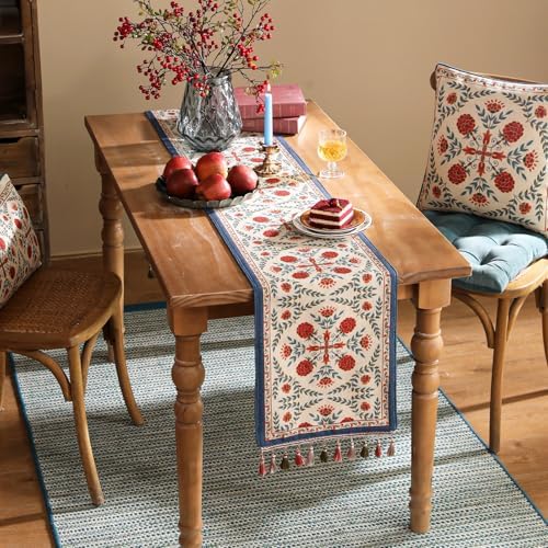 Patdrea Designer French Elegant Linen Table Runner,12"X118"-Puno B - Image 3