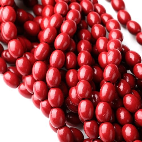 Fairysandy 39.3 ft Christmas Wood Bead Garland Cranberry Red Wooden Beads - Image 2