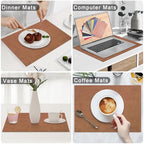 Homaxy PU Faux Leather Placemats for Dining Table, Set of 8, Brown - Image 6