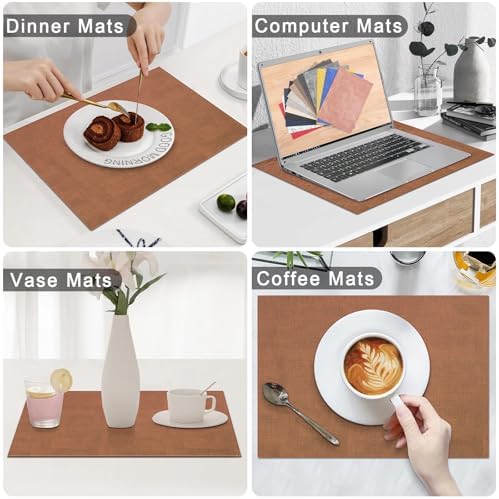Homaxy PU Faux Leather Placemats for Dining Table, Set of 8, Brown - Image 6