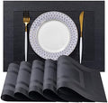 LEXMORE PlaceMats Set of 12 Vinyl/Plastic Woven Place Mats for Kitchen Table Indoor/Outdoor Washable PlaceMat Wipeable Dining Table Mats(Black Cube) by lexmore