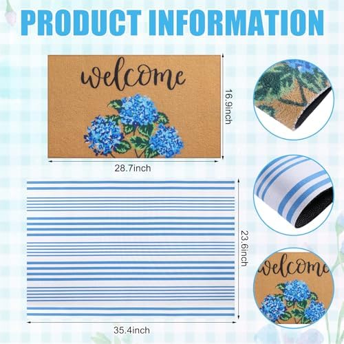 Tinideya 2 Pcs Hydrangea Floral Layered Doormat Set - Image 2