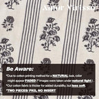 Amor Virisso Floral Throw Pillow Covers 20x20 Set of 2 Block Print Pillow Covers Neutral Floral Striped Farmhouse Decorative Pillow Covers for Sofa Couch Bed, Light Taupe - Image 3