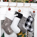 LUBOT 4 Pack Christmas Stockings Large Family Xmas Stocking Black White Gray Contrast Match Flannel Plaid Plush Sequins Hanging for Decorations Holiday by LUBOT