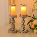 Hurricane Candle Holder, 13.5" Tall Candle Stand, Metal Pillar Holder - Image 3