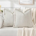 MIULEE Olive Green Striped Euro Decorative Throw Pillow Covers, 26x26 by MIULEE