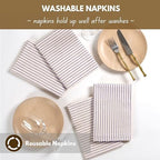 Native Fab Cloth Napkins 18x18 inches, 100% Cotton Vintage Stripped Dinner Napkins, Set of 12, Soft Breathable Absorbent, Machine Washable Cloth Napkins, Blue Beige - Image 6
