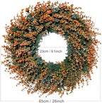 Fall Wreath for Front Door 26 inch Eucalyptus Leaves UV Resistant - Image 2