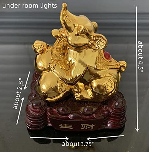 Betterdecor Gold Color Feng Shui 12 Chinese Zodiac Animal Statue Figurine Home Office Decoration and Gift for New Year Holidays and Birthday (Zodiac Rat) - Image 4