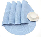 SHACOS Round Braided Placemats Set of 8 Washable 15 inch Round Non Slip Table Place Mats for Dining Tables Wedding Party Decor (Light Blue, 8) - Image 3