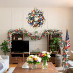TEMPUS 5.9 ft Patriotic Garland Spring Red White and Blue Flowers Garland for 4th of July Memorial Day and Veterans Day Summer Fireplace Indoor Outdoor Decorations - Image 6