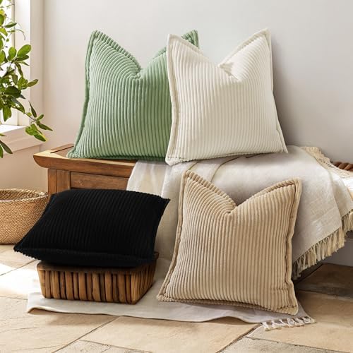 decorUhome Fall Corduroy Black Throw Pillow Covers 24x24 Set of 2 - Image 6