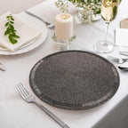 Handmade Beaded Placemat Charger, 13 Inch Round, Set of 2, Beautiful Decorative Dining Table Placemat for Your Dinner Table Décor, Christmas Decoration, New Year - Gunmetal - Image 3