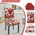 Valentines Chair Covers Set of 4 Watercolor Rose Stretch Parsons Slipcover - Image 5